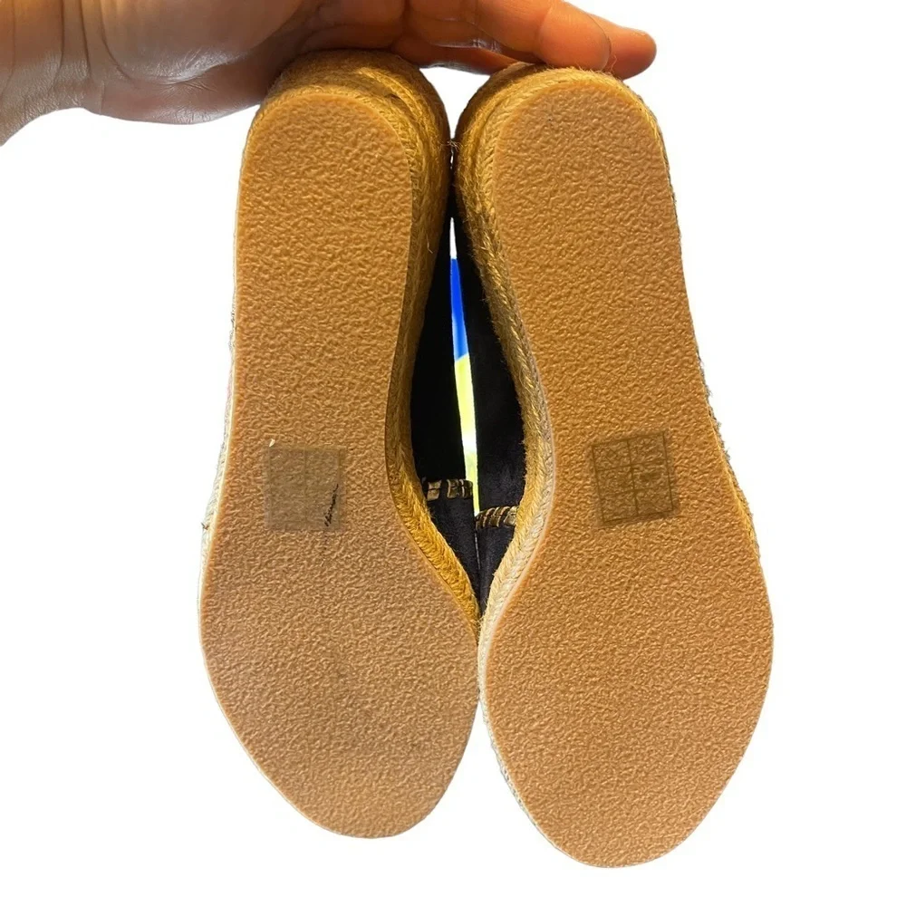 Jack Rogers‎ Blue Palmer Espadrille Wedge Peep toe Summer Resort Shoe Women's 9